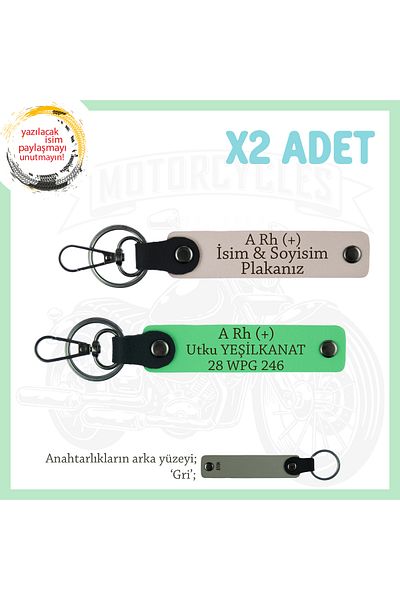 miawiki Name Plate and a Rh (+) Blood Group Written Leather X2 Keychain, Powder-F Green-Gr, Special for Speed Lovers