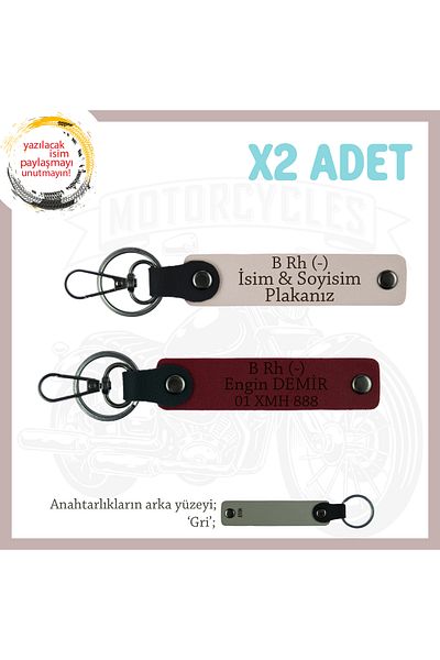 miawiki Motorcycle Keychain with Name Plate and B Rh (-) Blood Group Written, Powder-Burgundy-Gr, Special for Biker Style