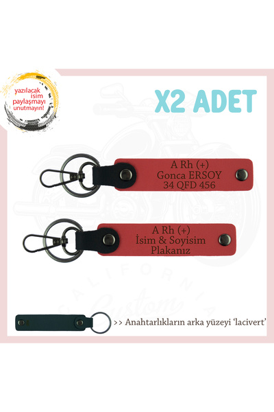 Asortishey Name Plate and a Rh (+) Blood Group Written Leather X2 Keychain, P...