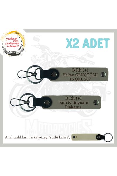 miawiki Name Plate and B Rh (+) Blood Group Safe Driving X2' Keychain, Ash Grey-Sk, Special for Biker Friends