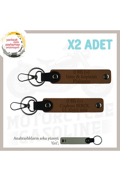 miawiki Surprise Gift, Coffee-Gr, Special Production X2 Keychain with Speed Lovers, Name Plate and 0+ Blood Group Written