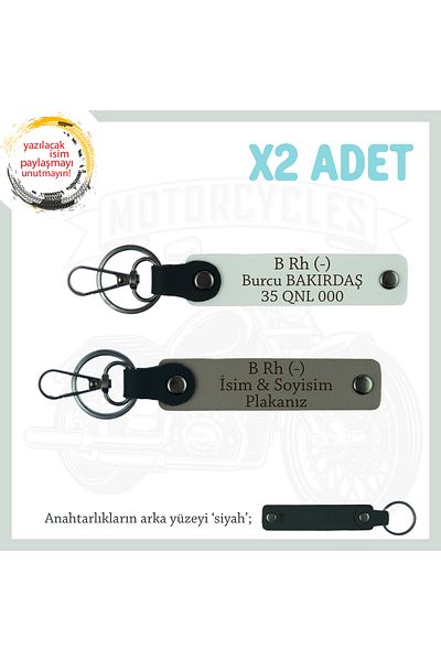 miawiki Meaningful Gift 2 Keychain, Ash Grey-White-Syh, Motrocuya Name Plate and B Rh (-) Blood Group Written