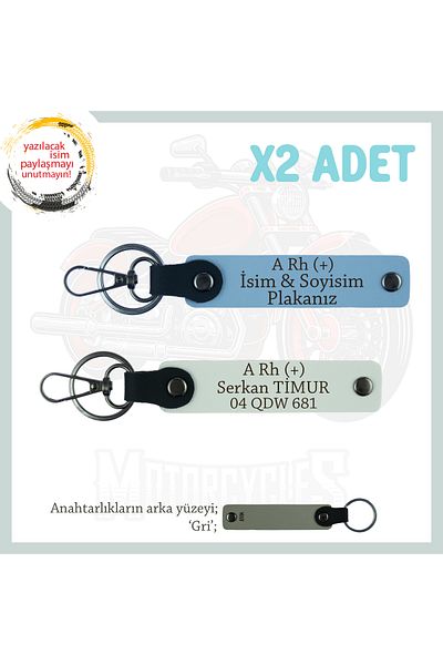 miawiki Custom X2' Keychain, Blue-White-Gr, for Adventurers of the Paths, Name Plate and a Rh (+) Blood Group