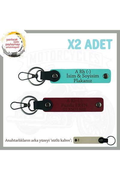 miawiki A- Special Production X2 Keychain with Blood Group Written, Turquoise-Claret Red-Sk, Special Name Plate for Motor Enthusiasts