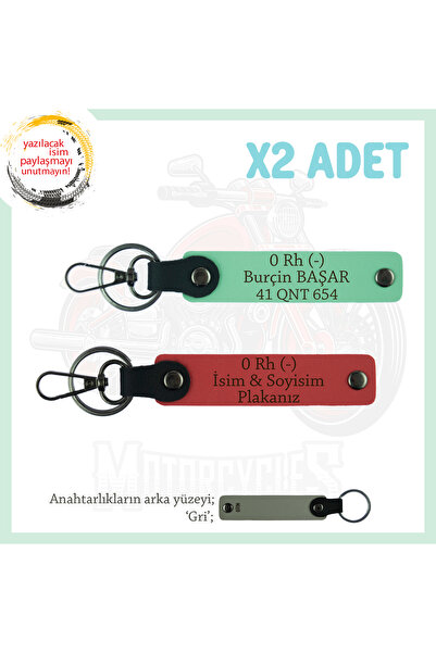 Miaju Special Gift, Personal Leather X2 Keychain with Name Plate and 0 Rh (-)...