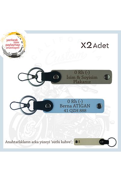 miawiki Name Plate & 0 Rh (-) Blood Group Written X2 Keychain Set, Ash Grey-Blue-Sk, for Motorcycle Lovers
