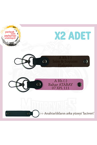 Asortishey سلسلة مفاتيح مع لوحة اسم وحروف Rh (-) ونوع الدم، K Brown-Pink-Navy...