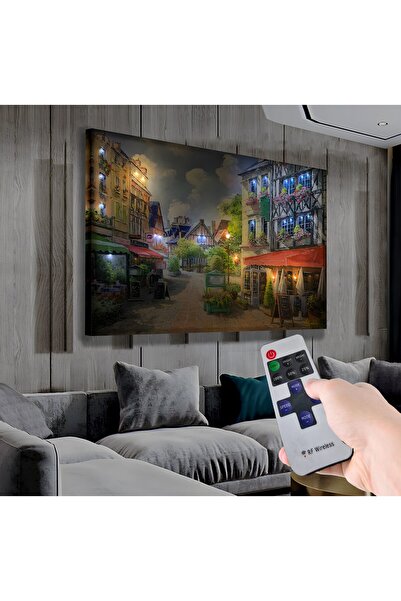 EMYA HOME Led Işıklı Uzaktan Kumandalı Tarihi Ev Kanvas Tablo