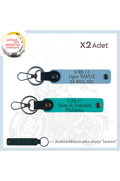 Asortishey سلسلة مفاتيح x2 مخصصة، K تركواز-أزرق-كحلي، مع لوحة اسم للسائقين و0...
