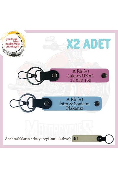 miawiki Gift, Blue-Pink-Sk, 2 Keychains with Speed Enthusiasts, Name Plate and a Rh (+) Blood Group Written