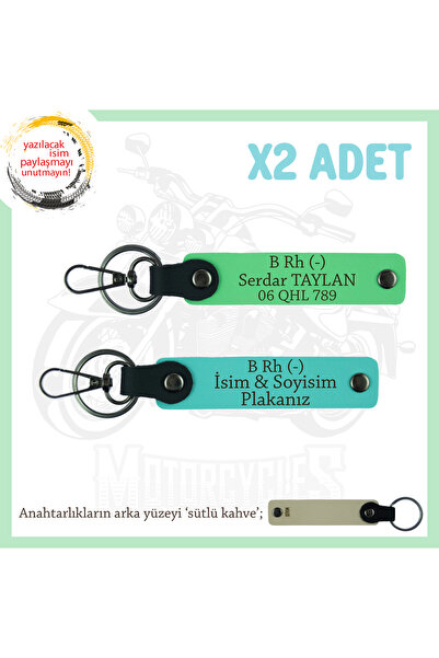 Asortishey Name Plate and B Rh (-) Blood Group Written Leather X2 Keychain, T...