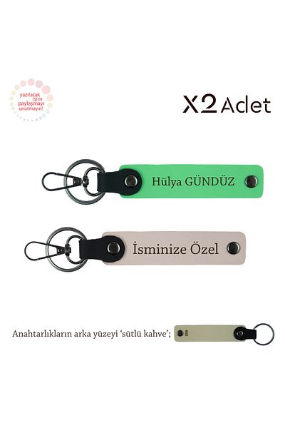 miawiki 2-Piece Keychain Gift Set with Name Written, Powder-Pistachio Green-Milk Coffee, February 14 Gift for Dad