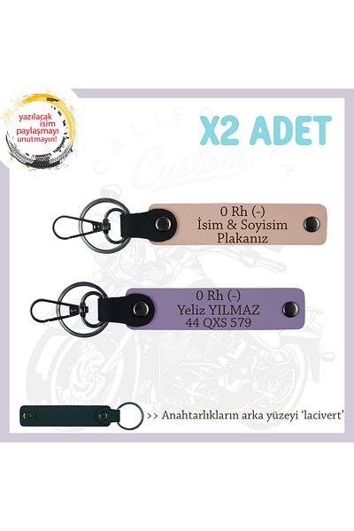 miawiki سلسلة مفاتيح مكونة من قطعتين مع لوحة اسم و0 Rh (-) مجموعة الدم، Yavruağzı-Purple-Laci، خاصة لعشاق السيارات