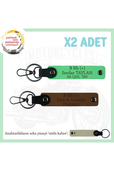 miawiki Name Plate and B Rh (+) Blood Group Written X2' Keychain Set, Coffee-F Green-Sk, Bikera Special Design