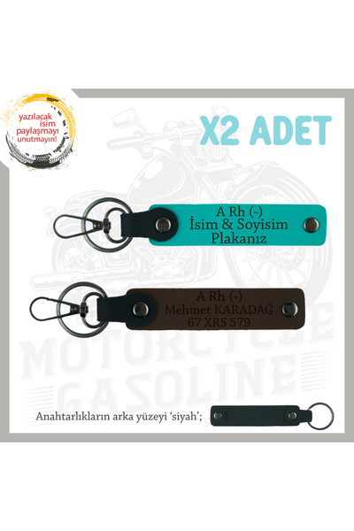 Asortishey Custom X2 Keychain with Name Plate and A- Blood Type Written, K Tu...