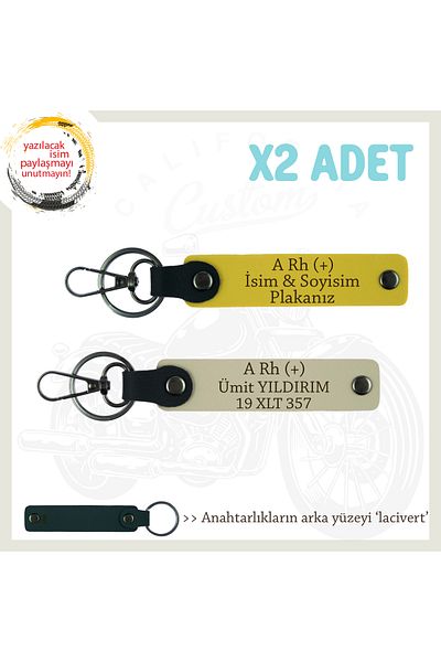 Miaju Suitable for Electric Vehicles Name Plate and a Rh (+) Blood Group Written 2-Piece Keychain, Yellow-S Brown-Laci