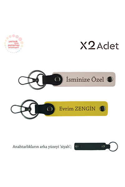 Miaju New Year's Jest to Neighbor, Set of 2 Keychains with Name and Surname W...