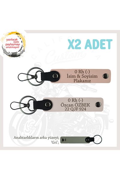 miawiki Set of 2 Keychains with Name Plate and 0 Rh (-) Blood Group Written, Yavruağzı-Pudra-Gr, Special for Speed Lovers