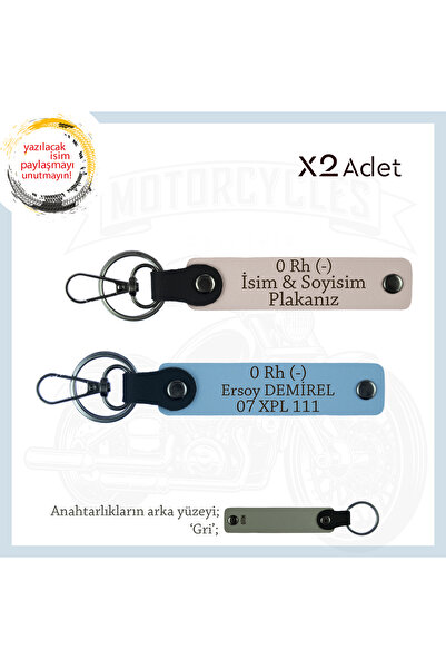 Miaju Gift X2 Keychain with Name Plate and 0 Rh (-) Blood Type Lettering Cust...
