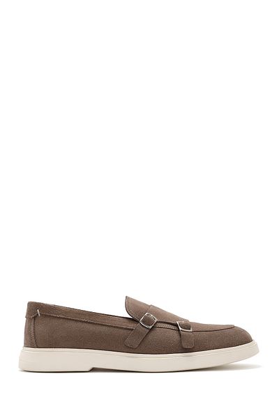 Derimod Bărbați Bej Cataramă dublă din piele de căprioară din piele naturală Pantofi casual Penny Loafer Pantofi de zi cu zi 25sfd750410
