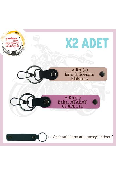 miawiki , Yavruağzı-Pink-Laci, Name Plate and a Rh (+) Blood Group Written Precious Gift Set of 2 Keychains