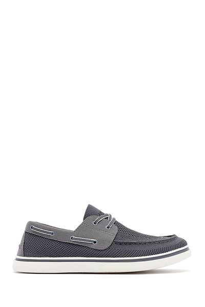 Derimod Zero Men's Gray Lace-Up Fabric Shoes 25Sfd69016F