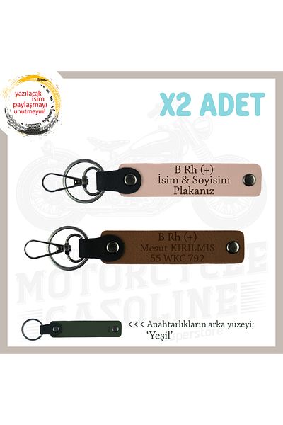 miawiki Name Plate and B Rh (+) Blood Group Processed X2 Keychain, Yavruağzı-Coffee-Ysl, Biker Style Special