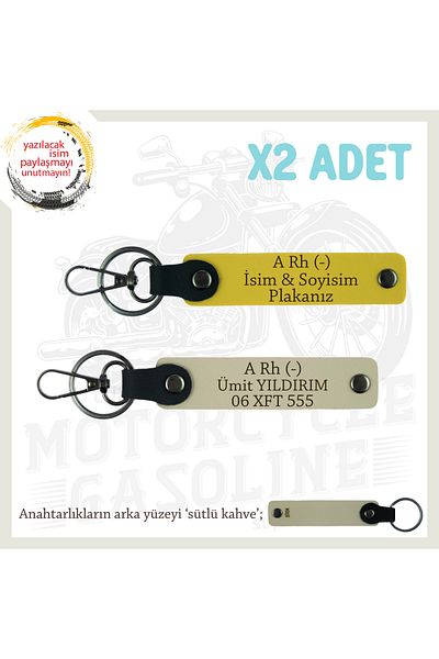 Miaju Custom Name Plate for Companions, Personal X2 Keychain with a Rh (-) Blood Type Lettering, Yellow-S Brown-Sk