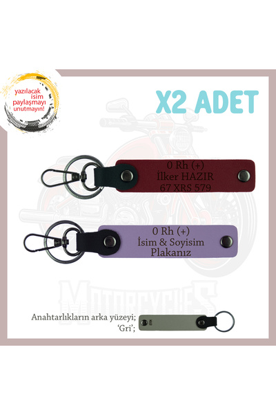Asortishey Gift X2 Keychain Set with Name Plate and 0+ Blood Type Written, Pu...