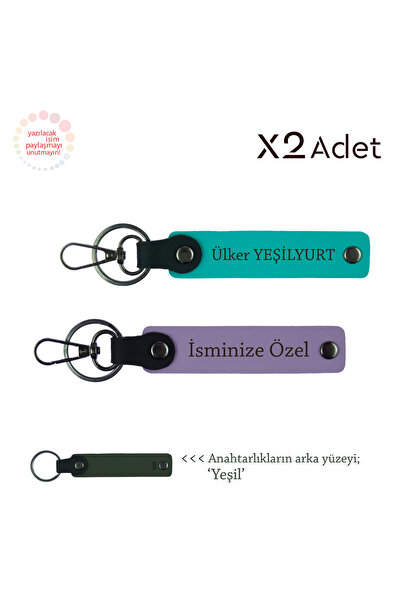 Asortishey 2-Piece Keychain Gift Set with Names Written, Purple Violet-K Turq...