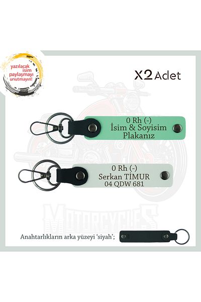 miawiki 0 Rh (-) Blood Group Written Leather X2 Keychain Set, Green-White-Syh, Special Name Plate for Speed Enthusiasts