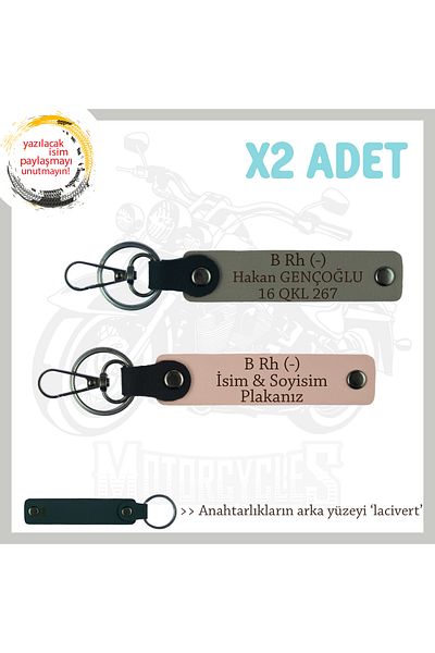 miawiki 2-Piece Keychain, Yavruağzı-Ash Gray-Lacquer, Special Name Plate for Motorcycle Adventurers B Rh (-) Written