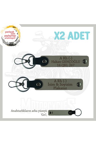 miawiki Safe Driving X2' Keychain, Ash Grey-Gr, Motorcycle Friendly Special, Name Plate and a Rh (-) Blood Group