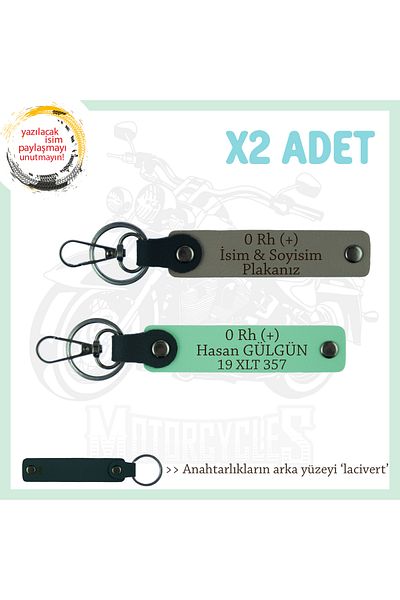 miawiki 0 Rh (+) Blood Group Written Gift X2 Keychain, Ash Gray-Green-Navy, Name Plate for Speed ​​Lovers