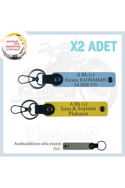 miawiki Name Plate and a Rh (+) Blood Group Written Leather X2 Keychain, Yellow-Blue-Gr, Special Gift for Speed Lovers