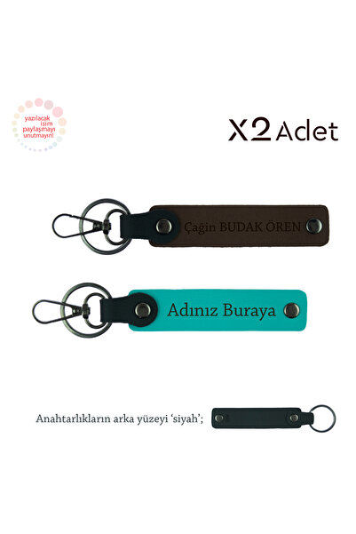 miawiki مجموعة من سلسلتين للمفاتيح مع اسم مكتوب، فيروزي داكن-K بني-أسود، هدية...