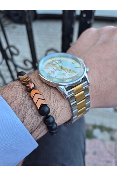 WERWOLF Metal Case Metal Cord Gold and Silver Color Men's Wristwatch