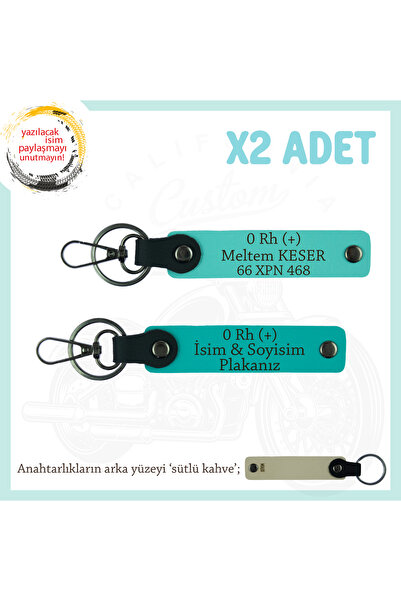 Asortishey 0+ سلسلة مفاتيح طوارئ مكتوبة بفصيلة الدم x2، K Turquoise-Turquoise...