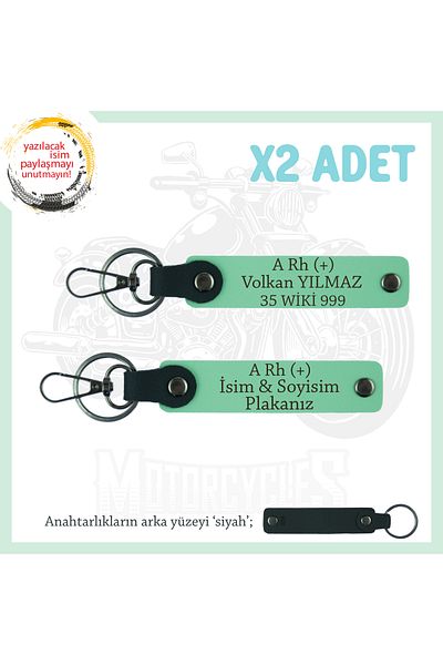 miawiki Name Plate and Meaningful Gift with a Rh (+) Written X2 Keychain, Green-Syh, Special for Legendary Motorcyclists
