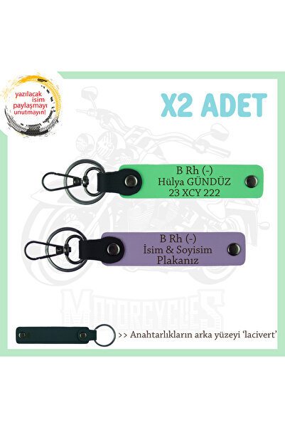 Miaju Special Gift for Bikers, X2 Keychain with Name Plate and B Rh (-) Blood...