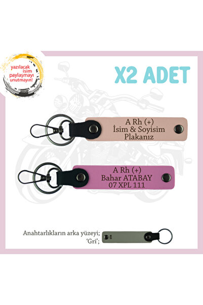 Asortishey Name Plate and a Rh (+) Blood Type Written X2 Keychain, Yavruağzı-...