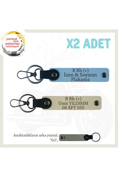 Miaju Suitable for Biker Style, with Name Plate and B Rh (+) Blood Group Lettering X2 Keychain Gift, Blue-S Coffee-Gr