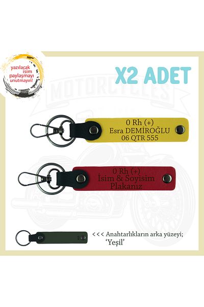 Miaju Special Gift for Motor Lovers, Name Plate, 0 Rh (+) Blood Type Written 2-Piece Keychain, Red-Yellow-Ysl