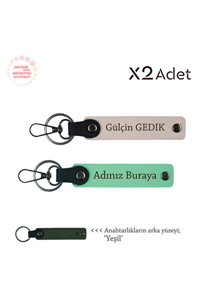 Miaju Birthday Gesture to Student, Set of 2 Keychains with Name Written, Gree...