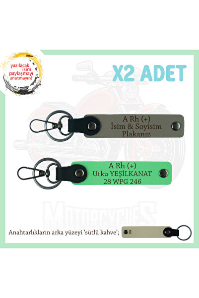 Asortishey سلسلة مفاتيح Safe Ride x2 مع لوحة اسم وكتابات A + Grup Blood، رماد...