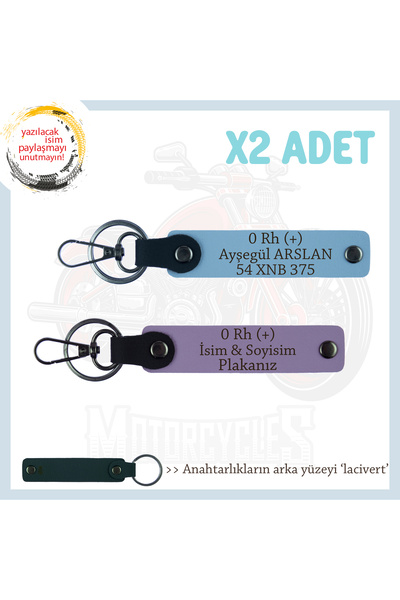 Asortishey Set, Purple-K Coffee-Laci, 2 Keychains with Name Plate and 0 Rh (+...