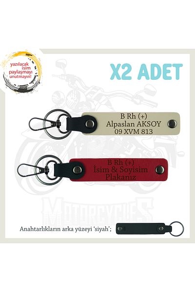 miawiki B Rh + Blood Type Written Gift X2 Keychain, Red-S Coffee-Syh, Special Name Plate for Biker Friends