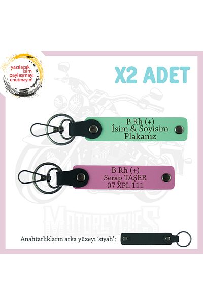 miawiki Gift, Green-Pink-Syh, for Speed Lovers, Name Plate and B Rh (+) Blood Group Written X2 Keychain Set