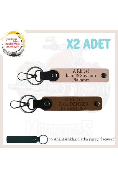 miawiki Name Plate and a Rh (+) Blood Group Processed X2 Keychain, Yavruağzı-Coffee-Laci, Biker Style Special