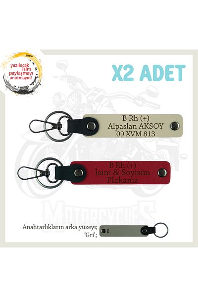 miawiki Gift X2 Keychain, Red-S Coffee-Gr, Special Name Plate for Biker Friends B Rh + Blood Type Written